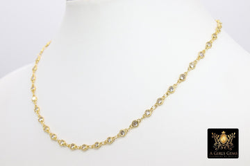 4 mm Gold CZ Beaded Necklace, By The Yard Choker